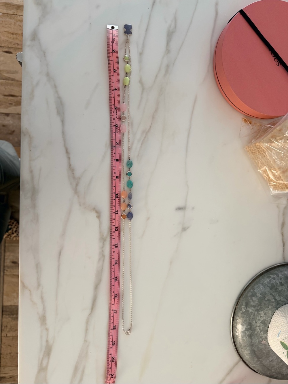 Tous Silver Long Pastel Bead Necklace in Pink, Lavender & Mint - Picture 7 of 16